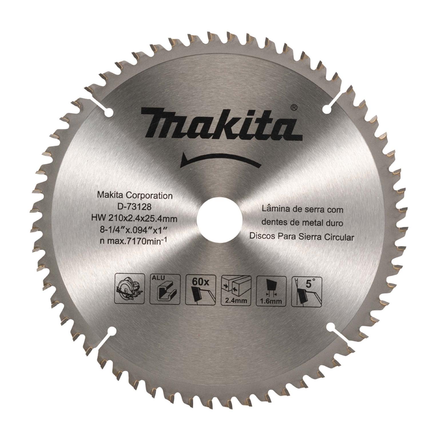 Disco De Sierra 8 - 1/4'' Eje 25,4mm 60 D Aluminio - Makita - Herram.cl
