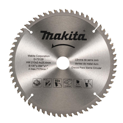 Disco De Sierra 8 - 1/4'' Eje 25,4mm 60 D Aluminio - Makita - Herram.cl