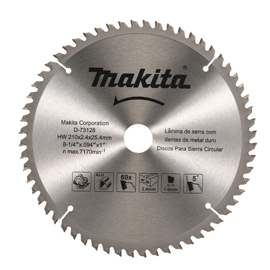 Disco De Sierra 8 - 1/4'' Eje 25,4mm 60 D Aluminio - Makita - Herram.cl