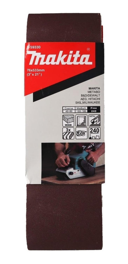 Pack 3 Lijas De Banda 3''x21'' (76x533mm) - Makita - Herram.cl
