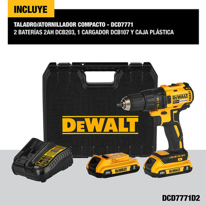 Taladro Atornillador 1/2'' 20V Max. 2 Bat. 2 Ah - DeWALT - Herram.cl