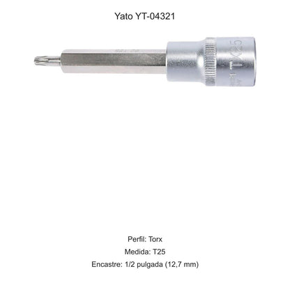 Dado Punta Torx T25 1/2'' 100mm Yato YT-04321 - Herram.cl