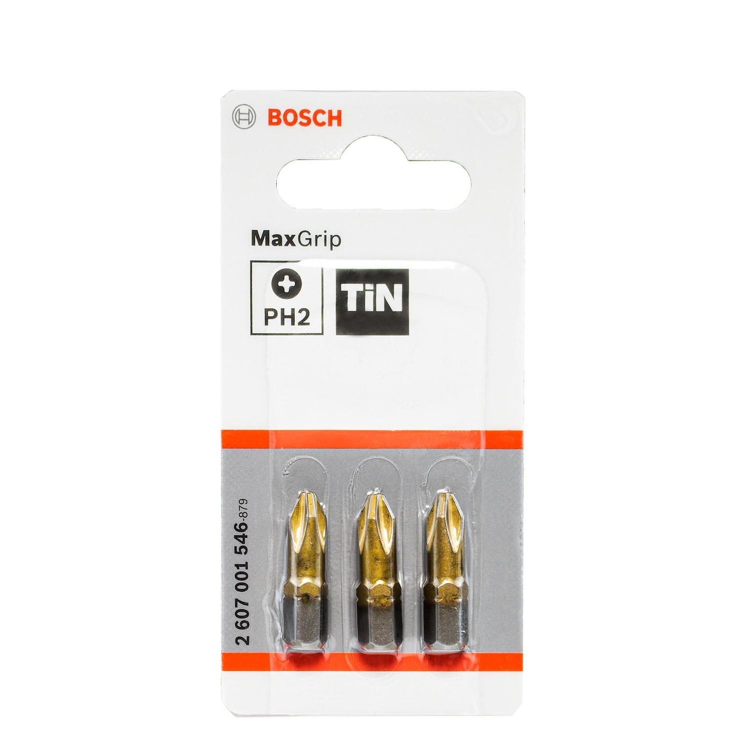 Punta Max Grip Tin PH2 x 25mm 3 Pzas. - Bosch - Herram.cl