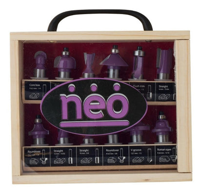 Juego 12 Fresas Vástago De ½ Caja De Madera - Neo - Herram.cl