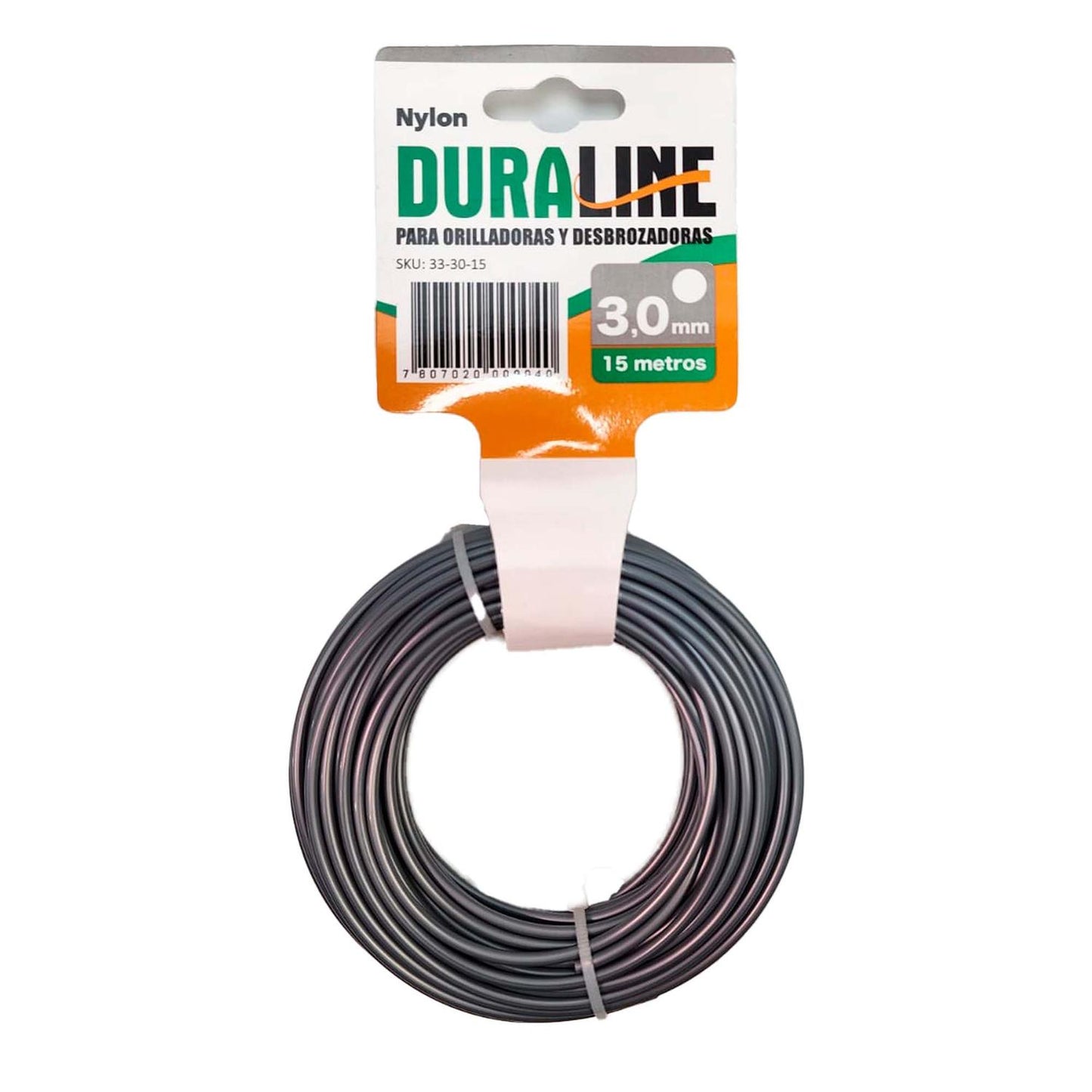 Nylon Redondo Rollo 15m Gris 3.0mm - Duraline - Herram.cl