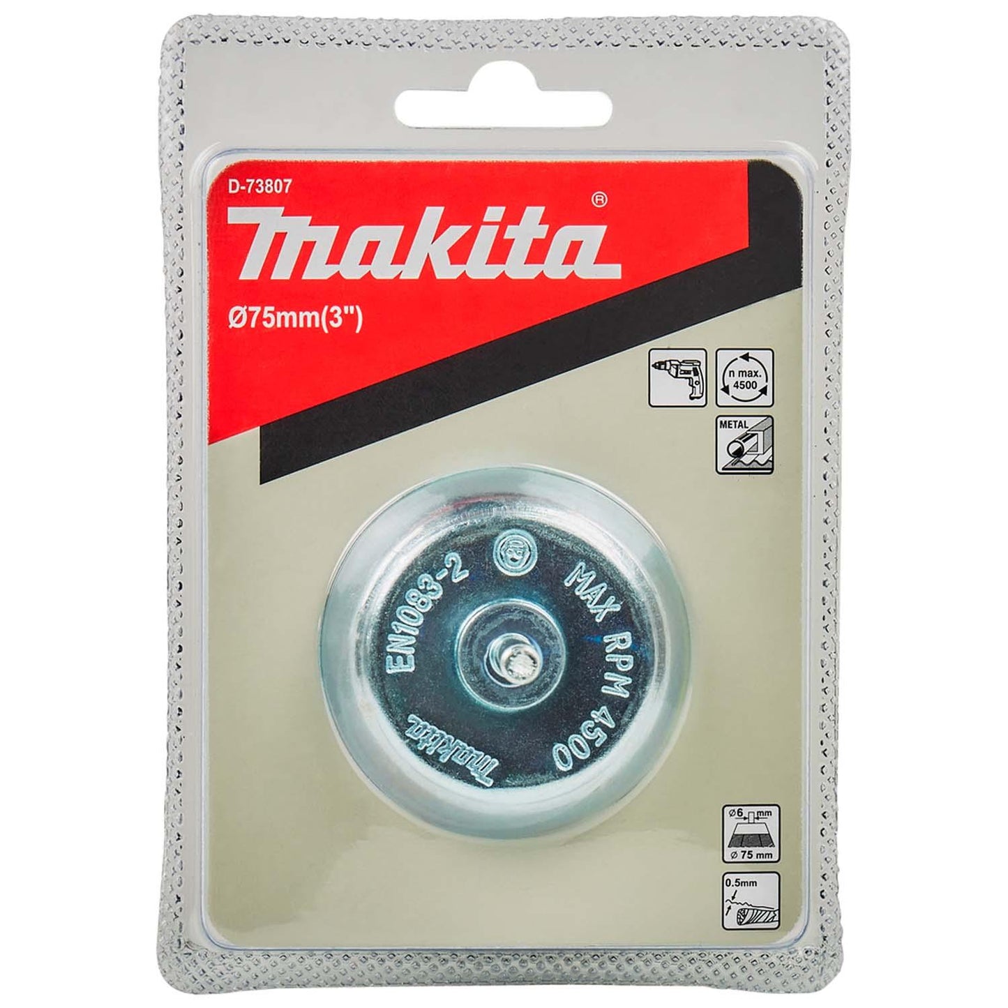 Grata Copa Acero Trenzado 75mm (3'') Toma 1/4'' - Makita - Herram.cl