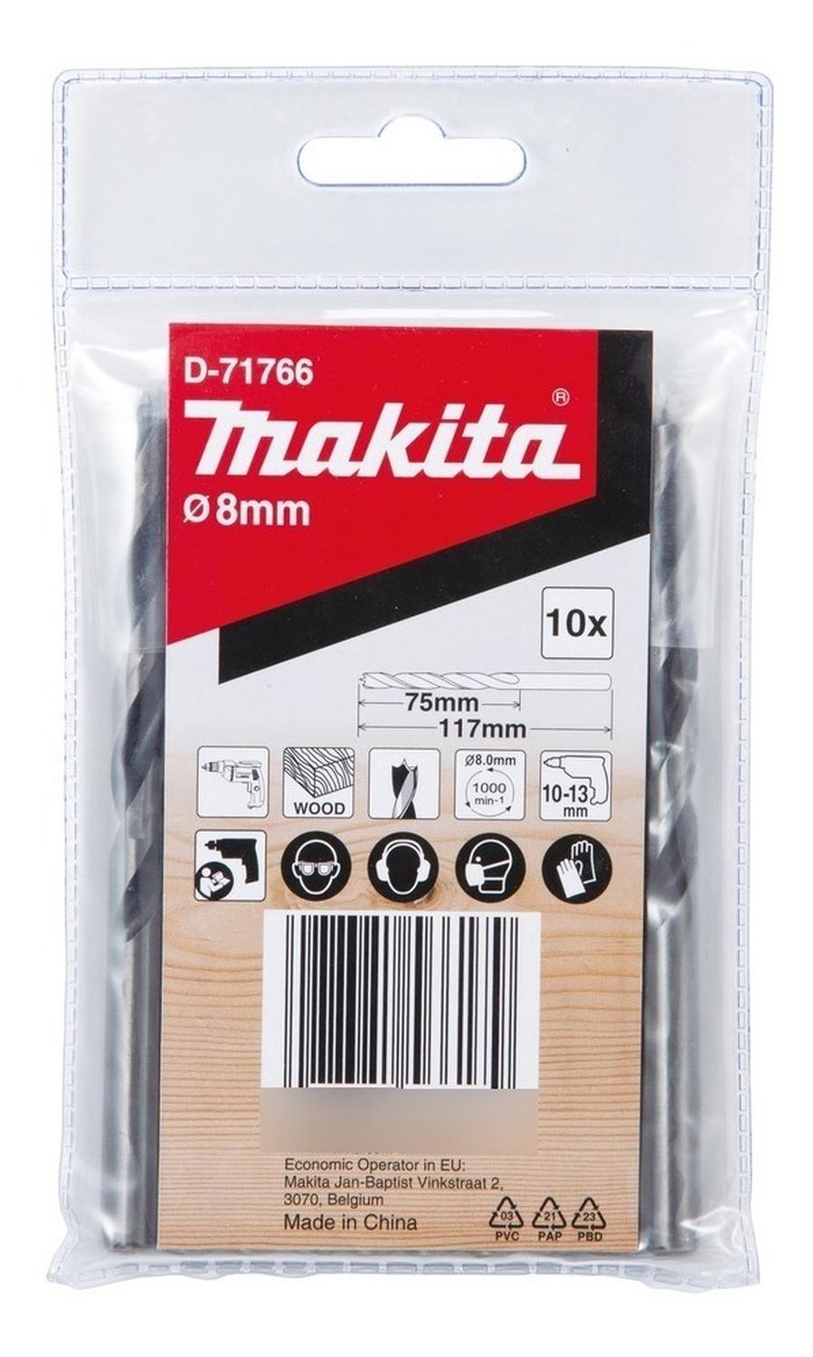 PAck 10 Brocas Para Madera 8x117mm - Makita - Herram.cl