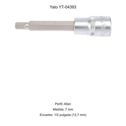 Dado Punta Allen 7 mm 1/2'' 100mm Yato YT-04393 - Herram.cl