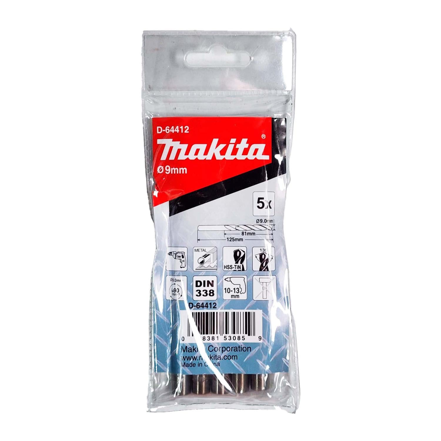 Brocas Metal HSS - TiN 9x125mm 5 Pzas - Makita - Herram.cl