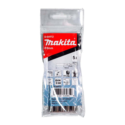Brocas Metal HSS - TiN 9x125mm 5 Pzas - Makita - Herram.cl