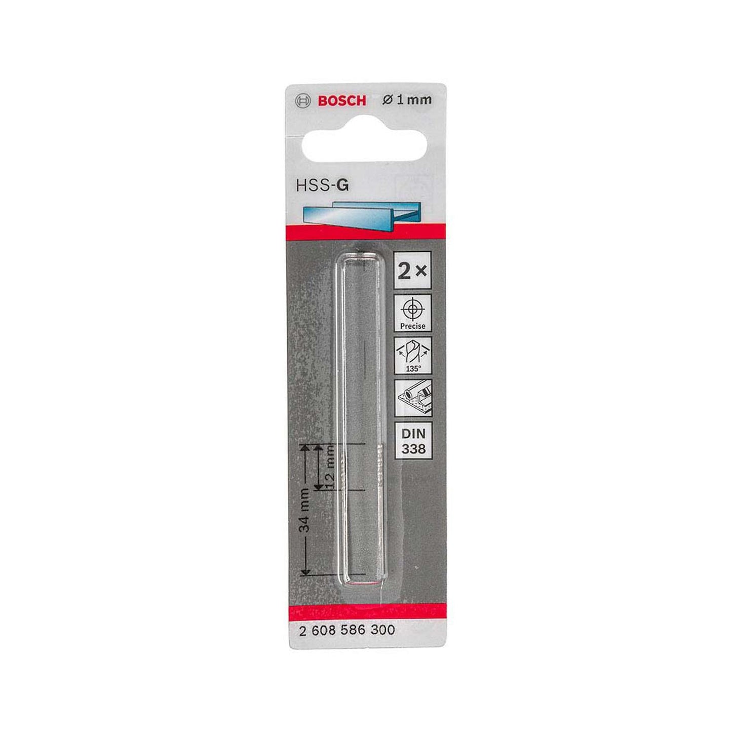 Broca Metal HSS - G 1.0mm - Blister x2 Und. - Bosch - Herram.cl