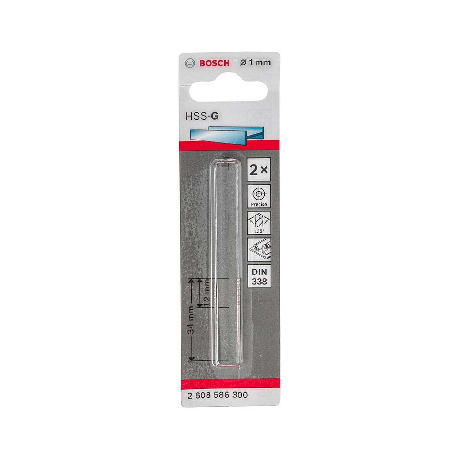 Broca Metal HSS - G 1.0mm - Blister x2 Und. - Bosch - Herram.cl