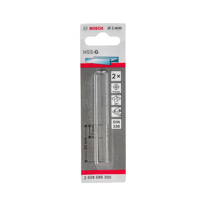 Broca Metal HSS - G 1.0mm - Blister x2 Und. - Bosch - Herram.cl