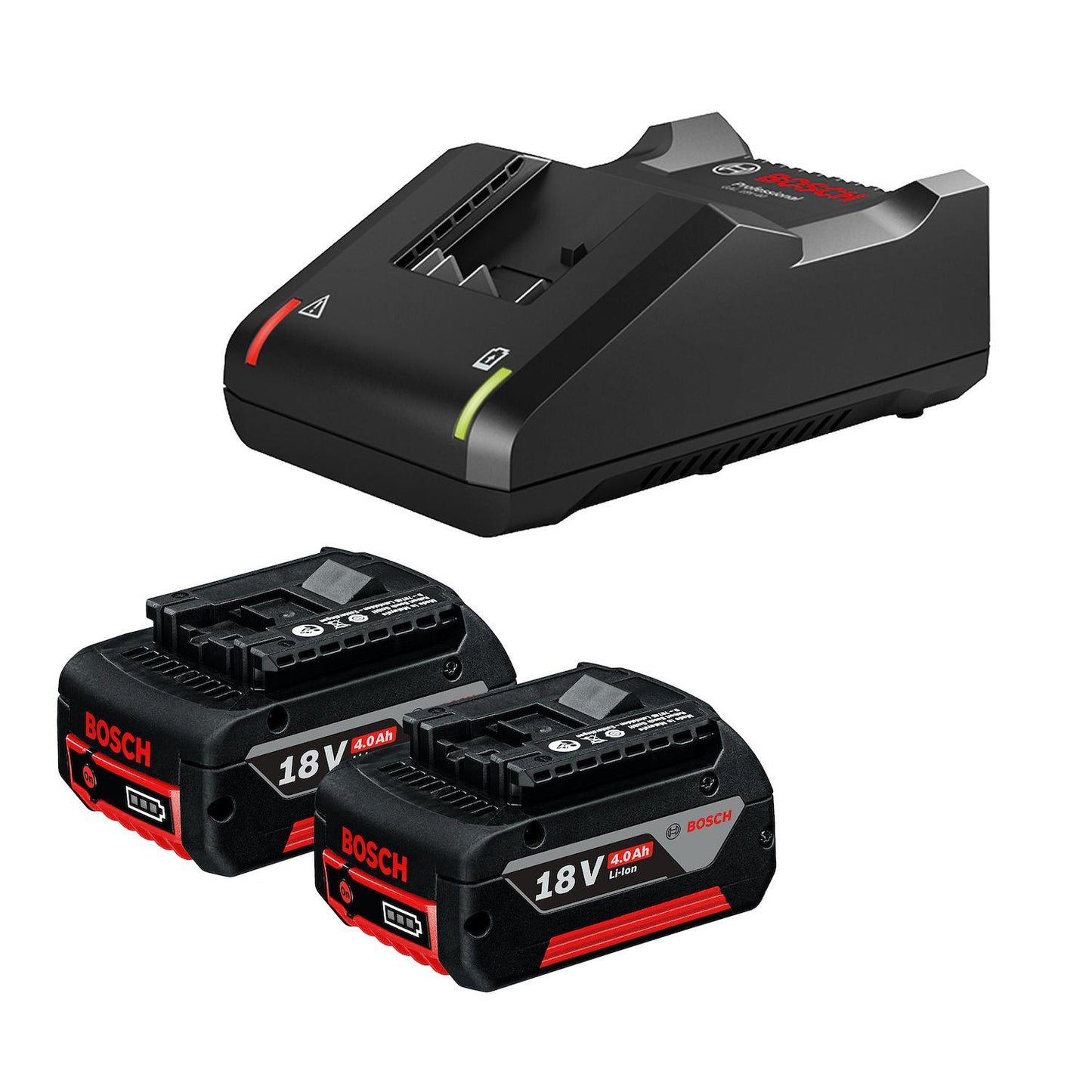 Kit Bosch 2 Baterías 18V 4,0 Ah + Cargador GAL 18V - 40 Bivolt - Herram.cl