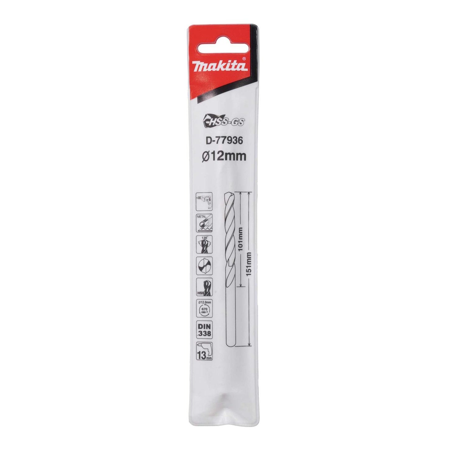 Broca Para Metal HSS - GS 12x151mm - Makita - Herram.cl