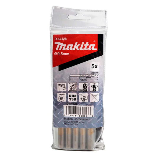 Brocas Metal HSS - TiN 9.5x125mm 5 Pzas - Makita - Herram.cl