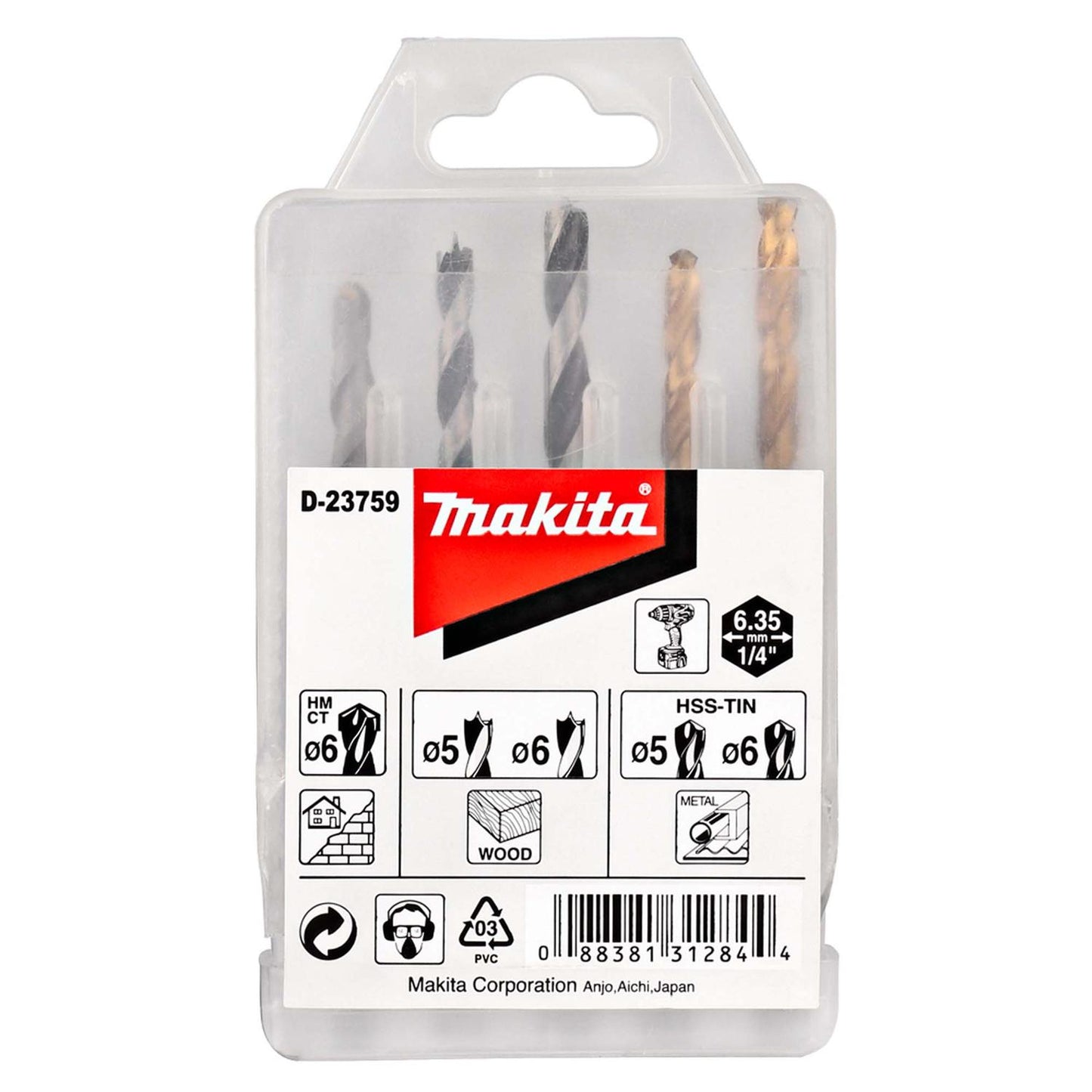 Set Brocas Metal, Madera y Concreto 5 Pzas (Hex1/4) - Makita - Herram.cl