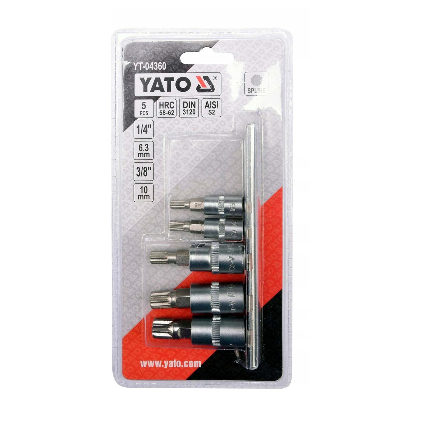 Juego Dados Con Punta Imbus Spline 1/4'' Y 3/8'' 5 Pzas - Yato - Herram.cl