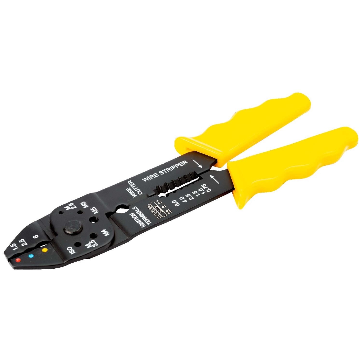 Alicate para engastado/corte/pelado mango amarillo - Bahco - Herram.cl