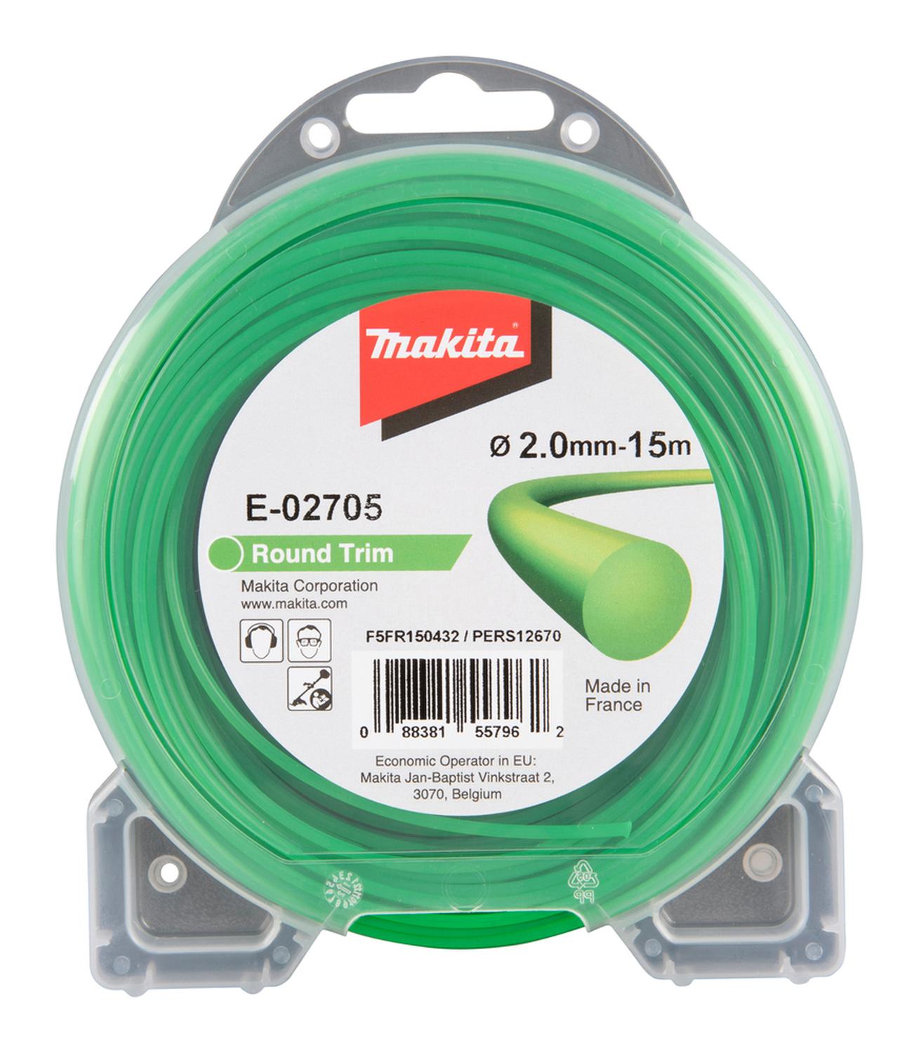Hilo Nylon Redondo Verde 2.0mm X 15m Makita E - 02705 - Herram.cl
