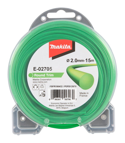 Hilo Nylon Redondo Verde 2.0mm X 15m Makita E - 02705 - Herram.cl