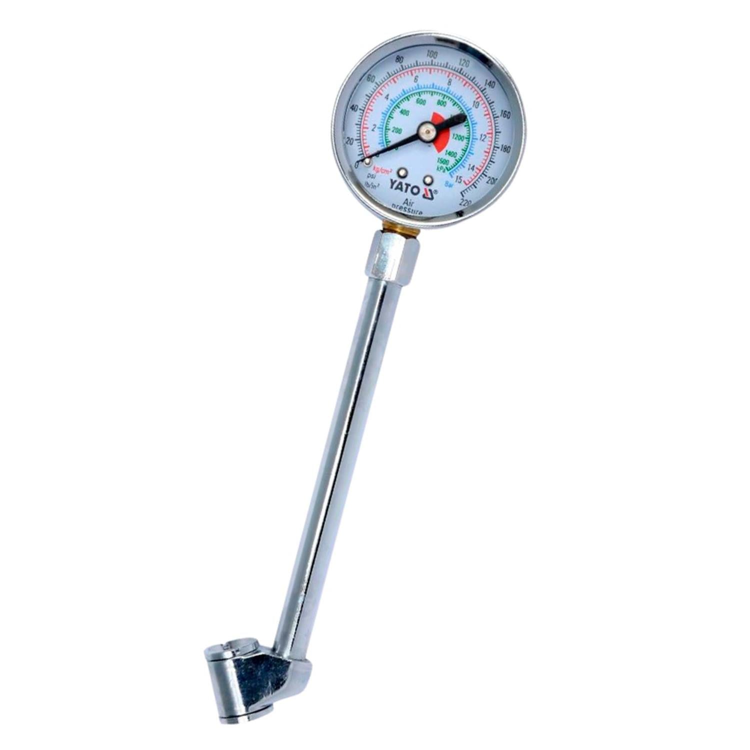 Manómetro de presión de neumáticos 0 - 220 PSI - Yato - Herram.cl