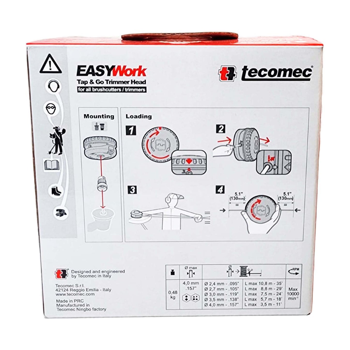 Cabezal de nailon EasyWork LC125 M10x1 LH (FS120) - Tecomec - Herram.cl