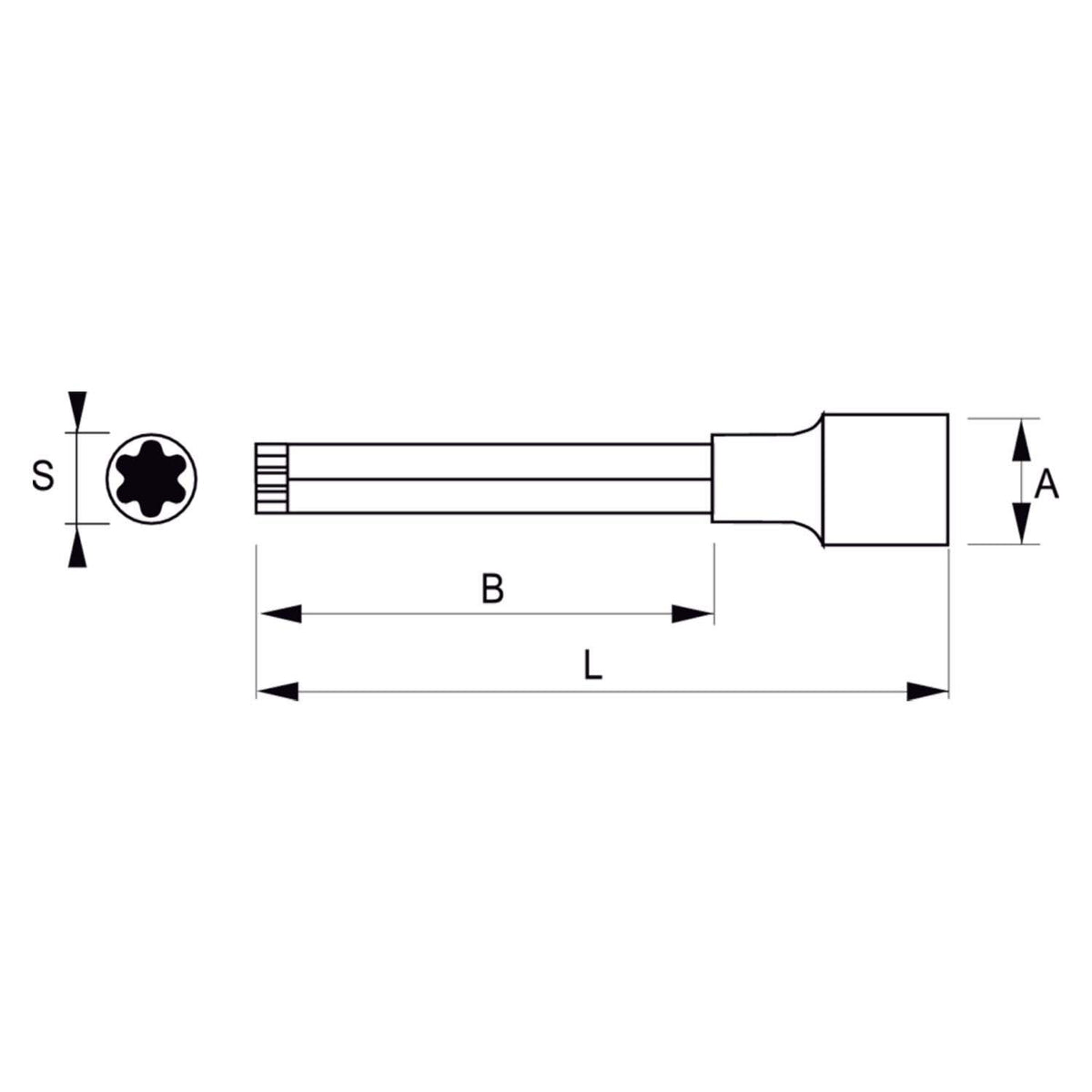 Dado Punta Torx T55 Irimo 183-55X-1 Encastre 1/2'' Largo - Herram.cl