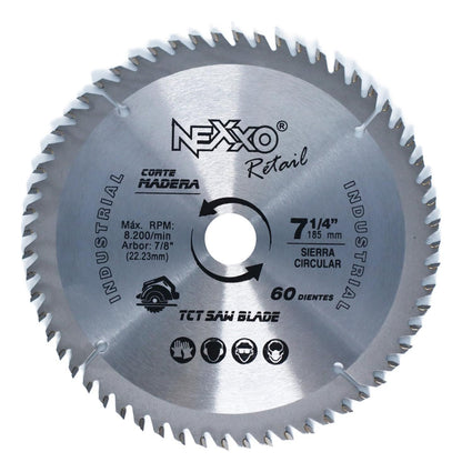 Disco Sierra Circular 7 1/4 ( 185mm) 60 Dientes Nexxo - Herram.cl