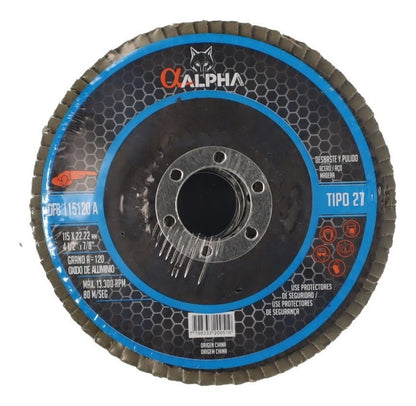 Disco Flap Traslapado 115mm (4 - 1/2'') Alpha Pro - Herram.cl
