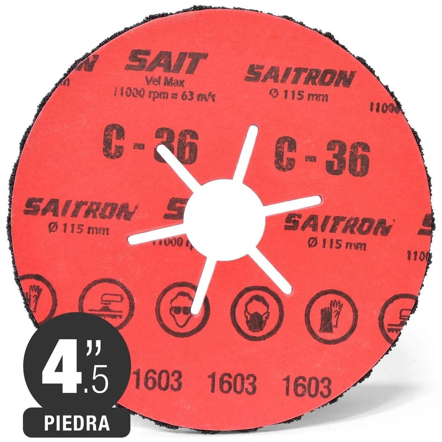 Disco Semi - rígido sobre fibra SAITRON C 4 1/2'' G36 - SAIT - Herram.cl
