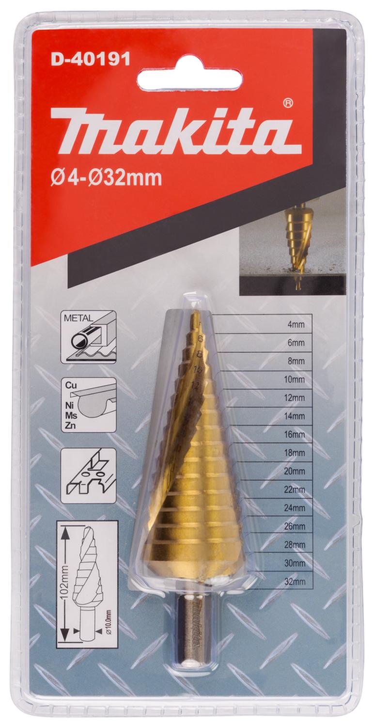 Broca Escalonada Espiral 4 - 32mm (Titanium) - Makita - Herram.cl