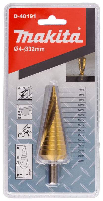 Broca Escalonada Espiral 4 - 32mm (Titanium) - Makita - Herram.cl