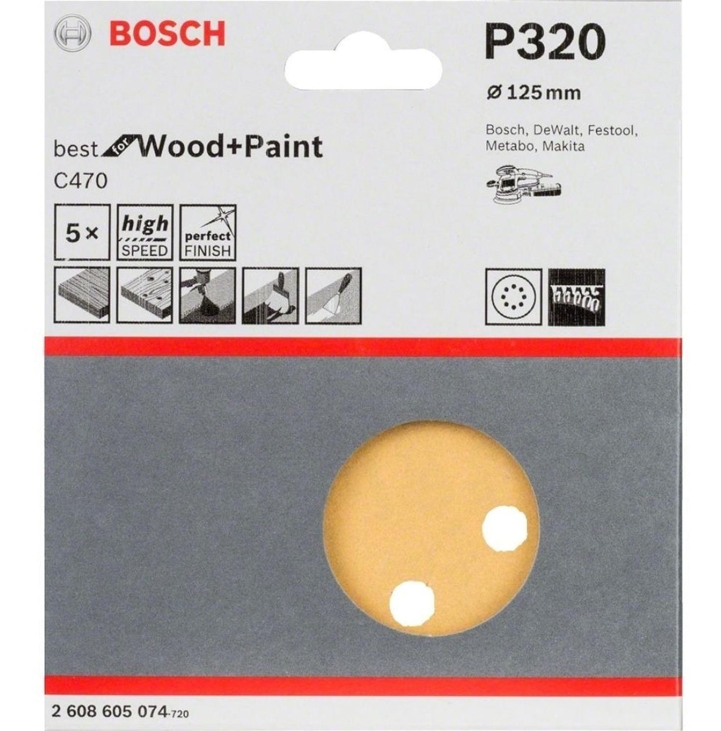 5 Disco De Lija Bosch C470 Best For Wood&paint 125mm G 320 - Herram.cl