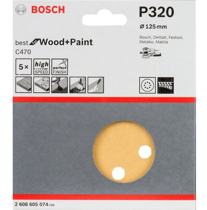 5 Disco De Lija Bosch C470 Best For Wood&paint 125mm G 320 - Herram.cl