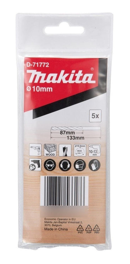 Pack 5 Brocas Para Madera 10x133mm - Makita - Herram.cl