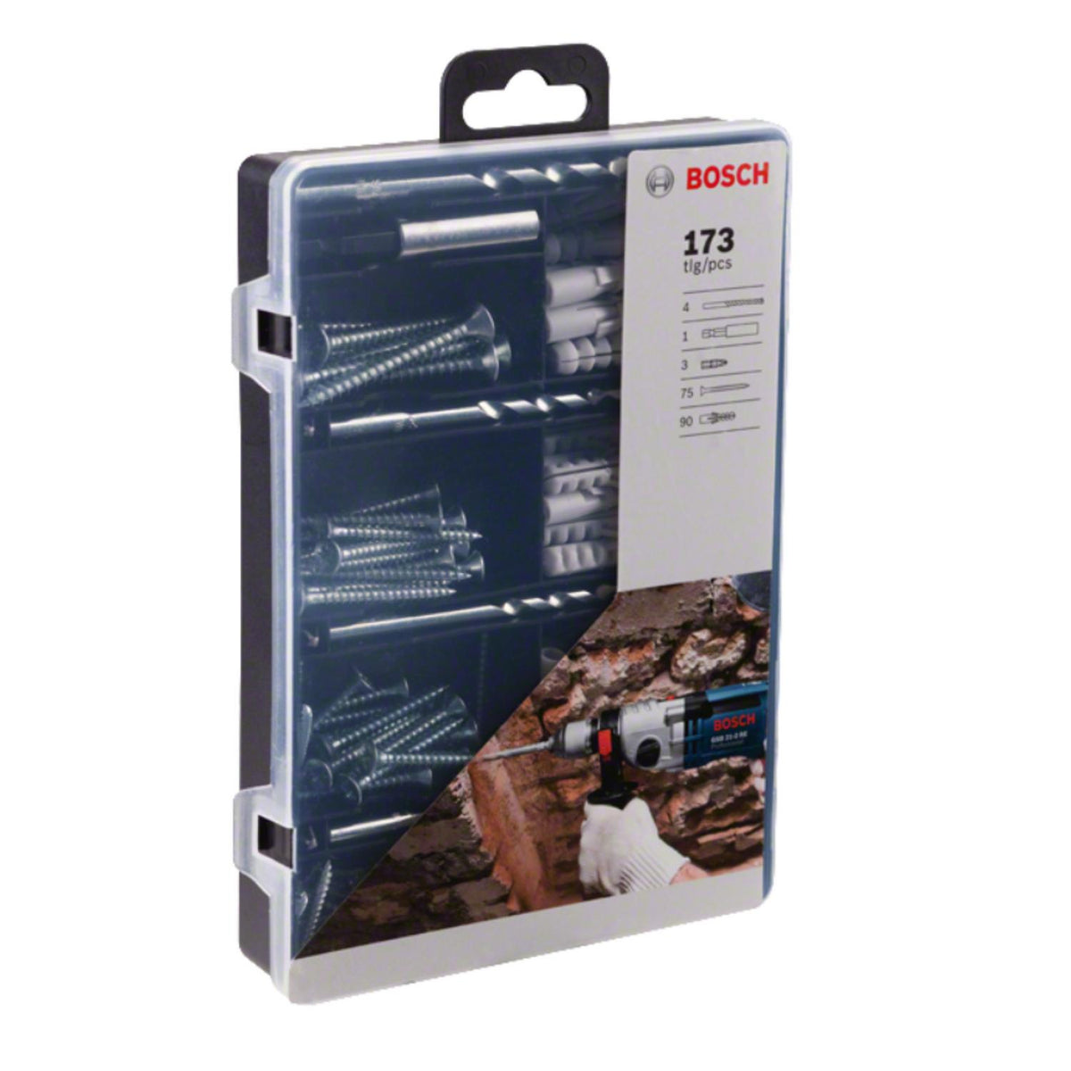 Set Fijación Bosch 173 Piezas Brocas Puntas y Tarugos - Herram.cl