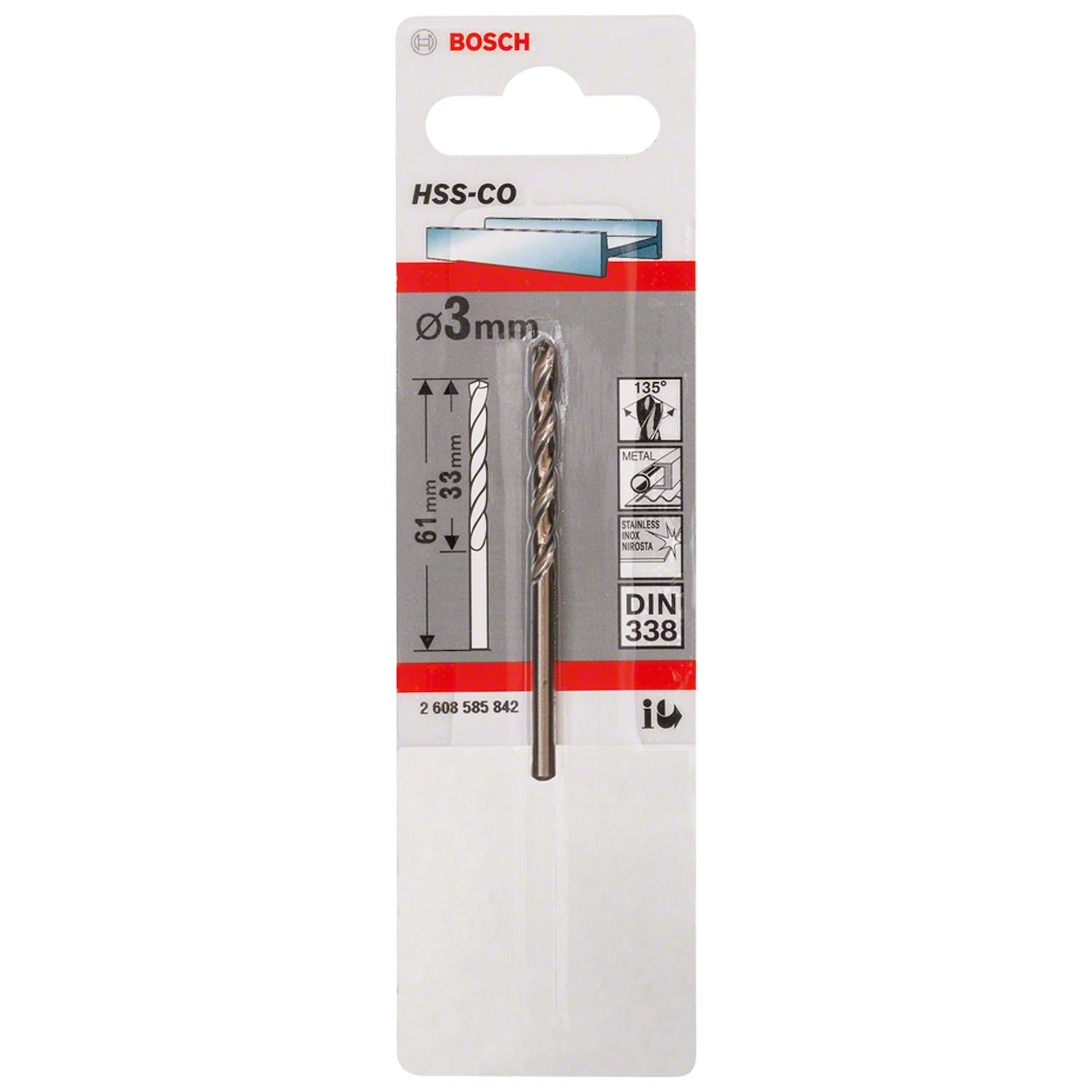 Broca Metal HSS - Co 3.0mm - Blister - Bosch - Herram.cl