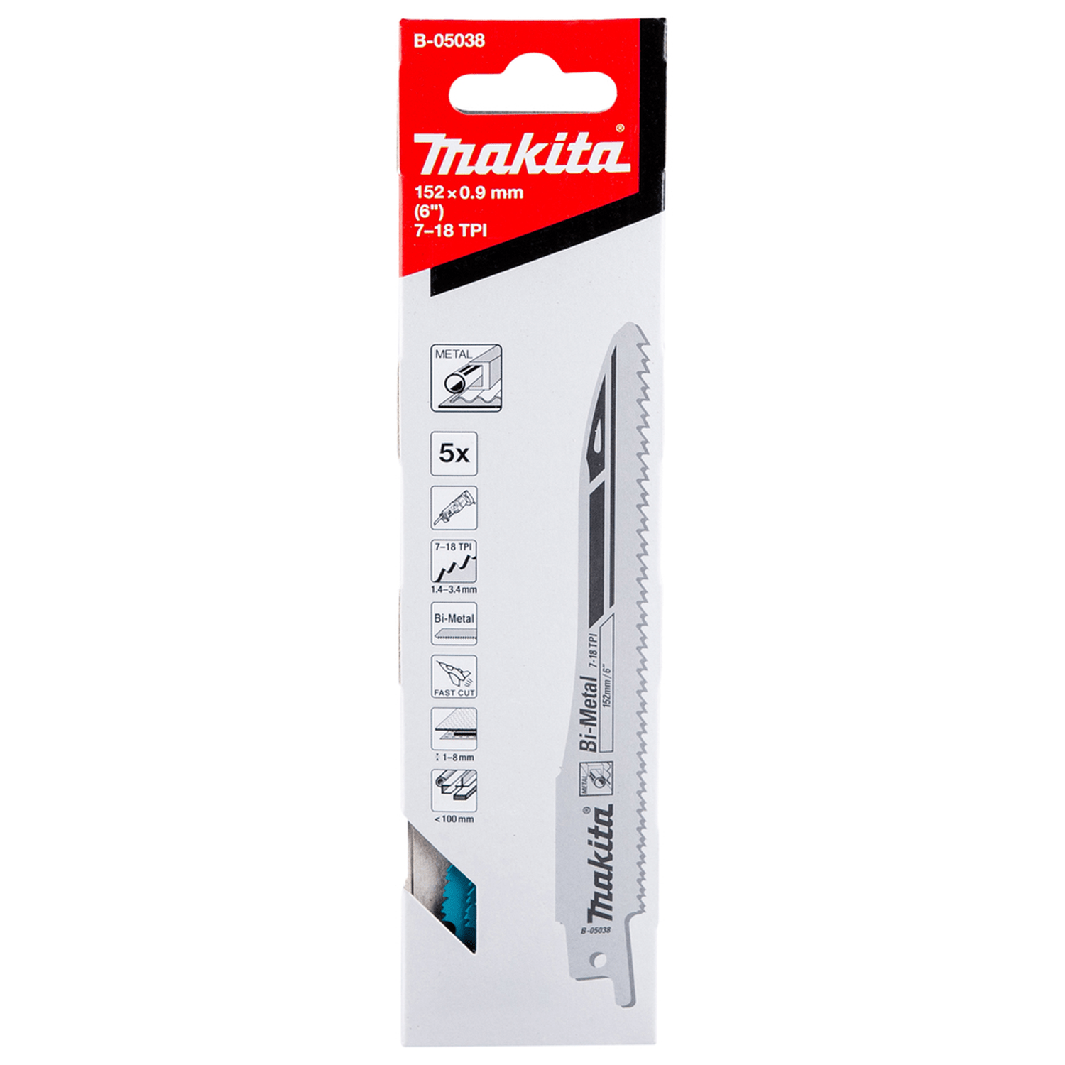 Pack 5 Hojas Sierra Sable 152x19x0,9mm Bi - metal - Makita - Herram.cl