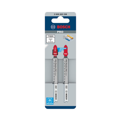 Hoja Sierra Caladora Bosch PRO PVC Plástico T102H 100mm 2un - Herram.cl
