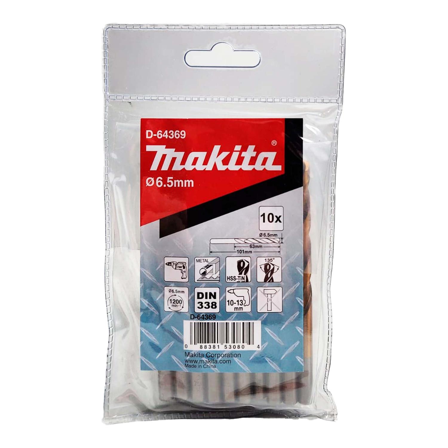 Brocas Metal HSS - TiN 6.5×101mm 10 Pzas - Makita - Herram.cl