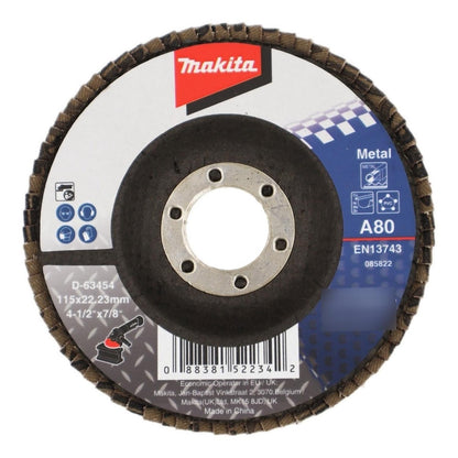 10 Discos Flap Metal 115mm (4 - 1/2) G80 Curvo Makta D - 63454 - Herram.cl