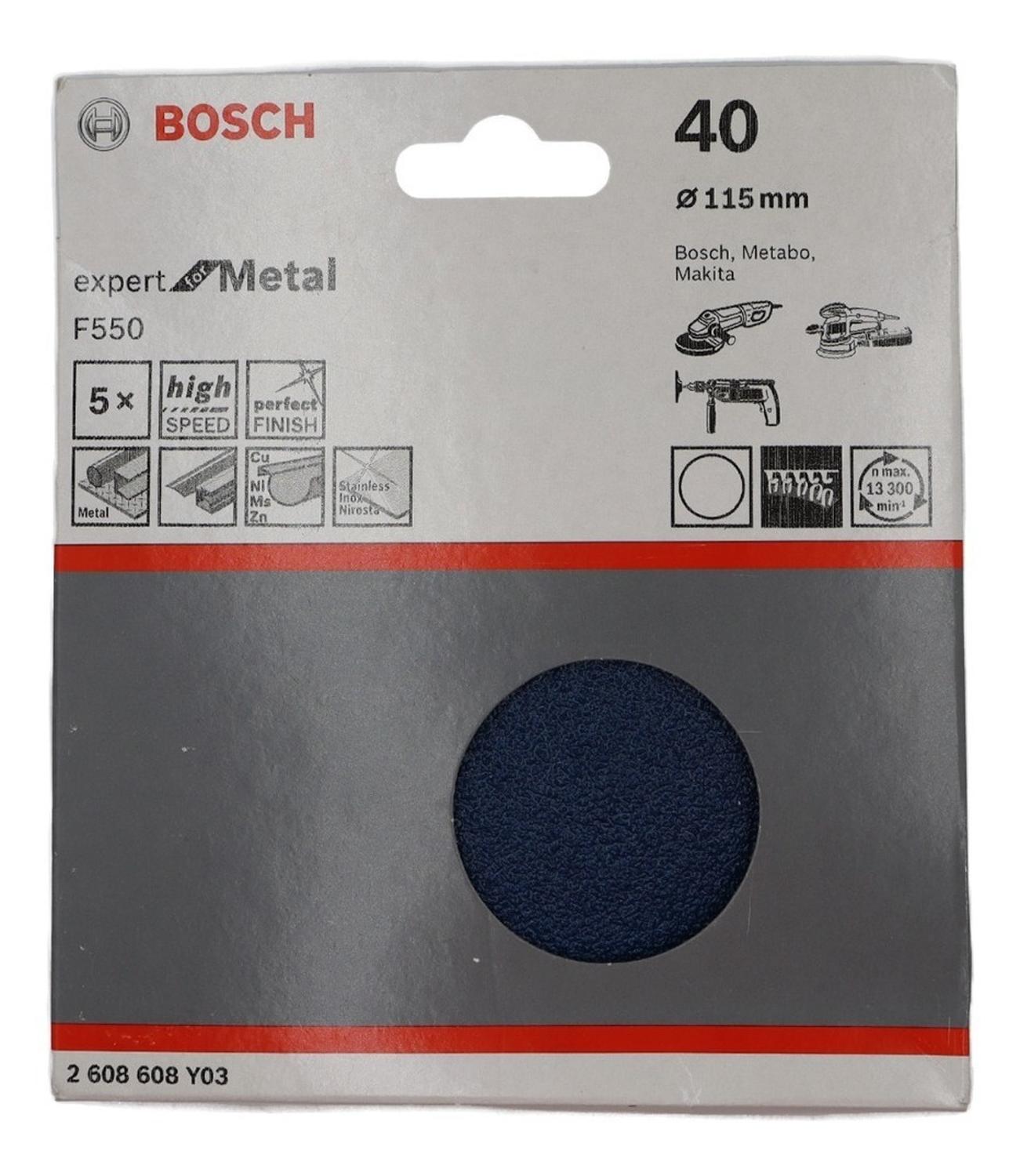 Pack 5 Discos De Lija Con Velcro Metal Expert G40 - Bosch - Herram.cl