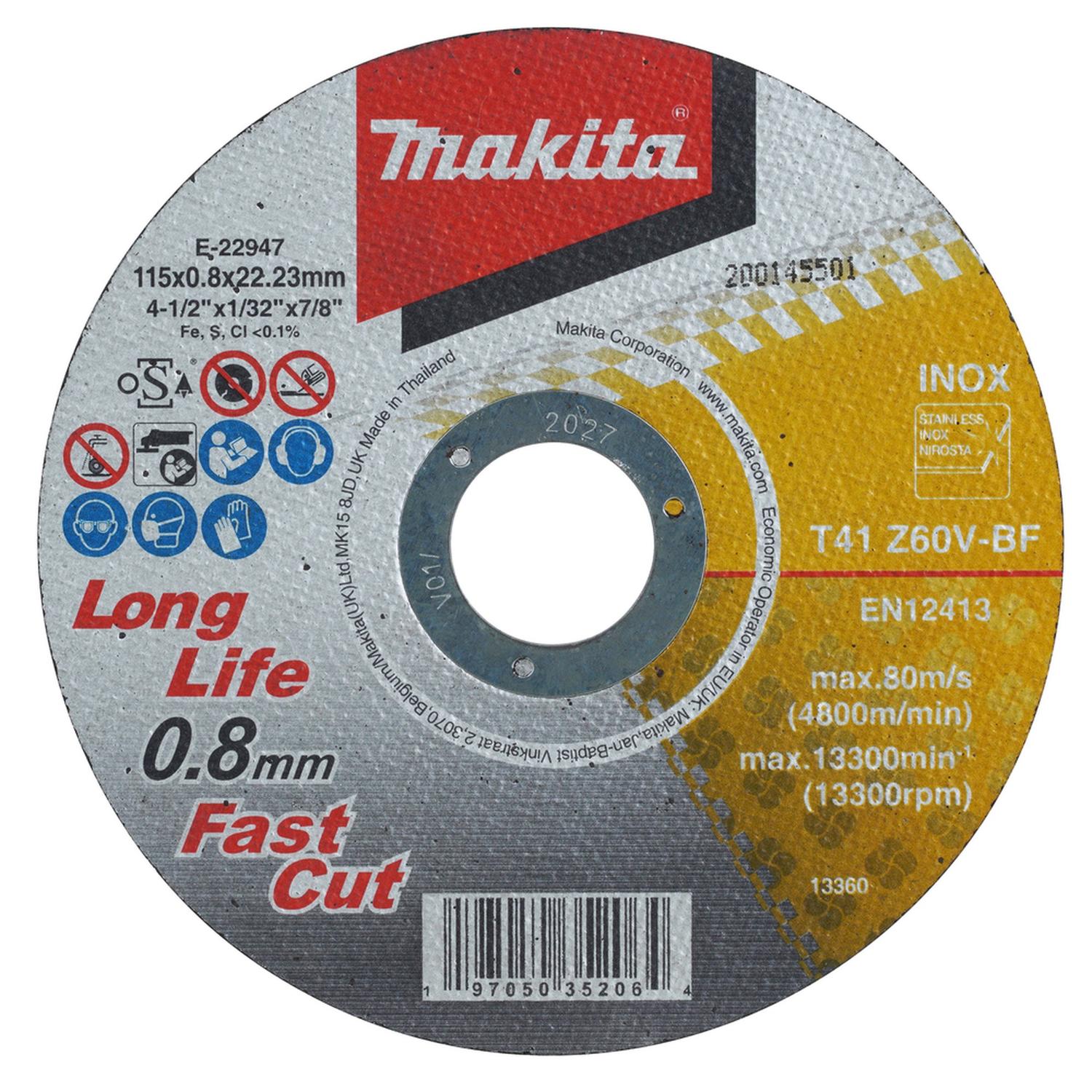 Pack 12 Discos de Corte Inox 4 - 1/2''x0,8mm - Makita - Herram.cl