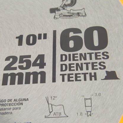 Disco Sierra Circular DeWalt Madera 10 254mm 60D Eje 30mm - Herram.cl
