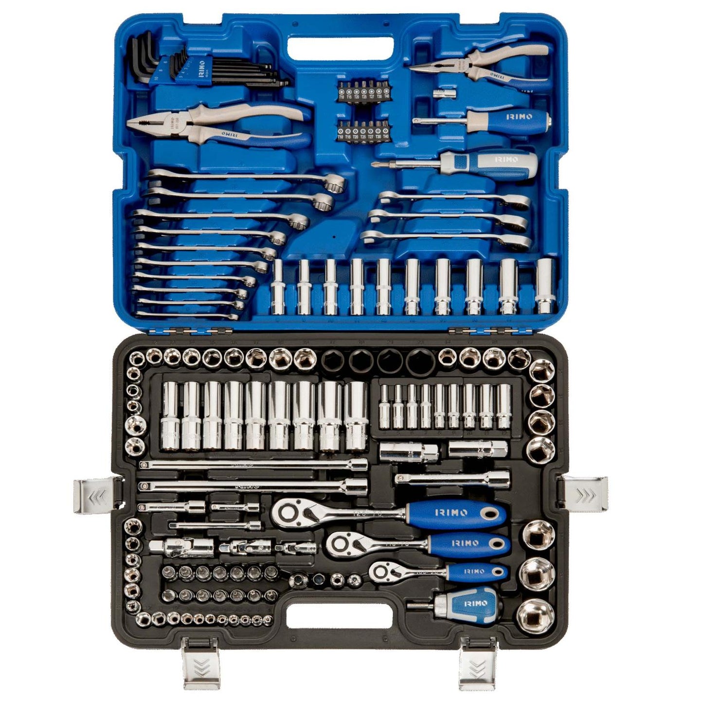 Juego de Dados y Llaves 1/4''; 3/8''; 1/2'' 164 Pzas - Irimo - Herram.cl