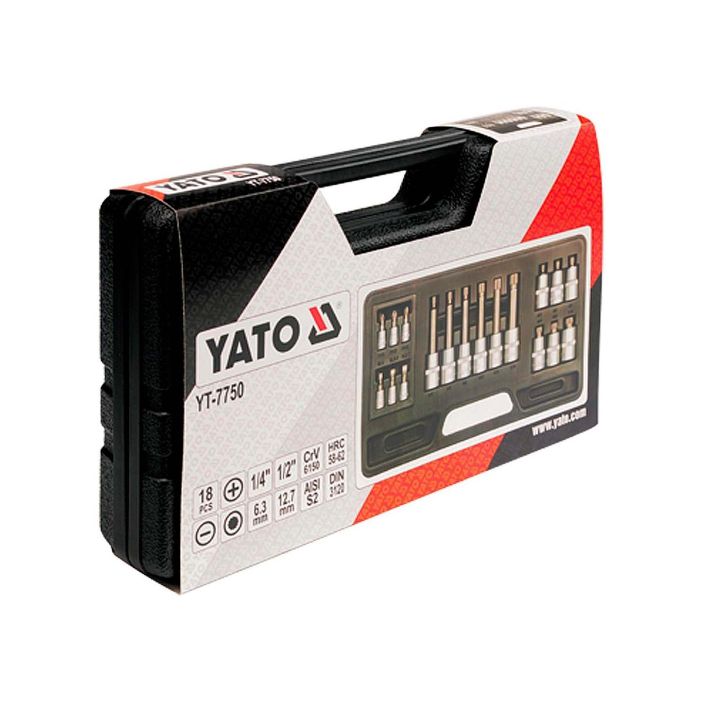 Juego Dados Imbus,Phillips, Planas 1/2'' 1/4'' 18 Pzas - Yato - Herram.cl