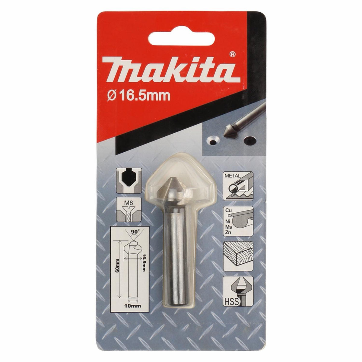 Broca Avellanadora 90° HSS 16.5x60mm Metal - Makita - Herram.cl