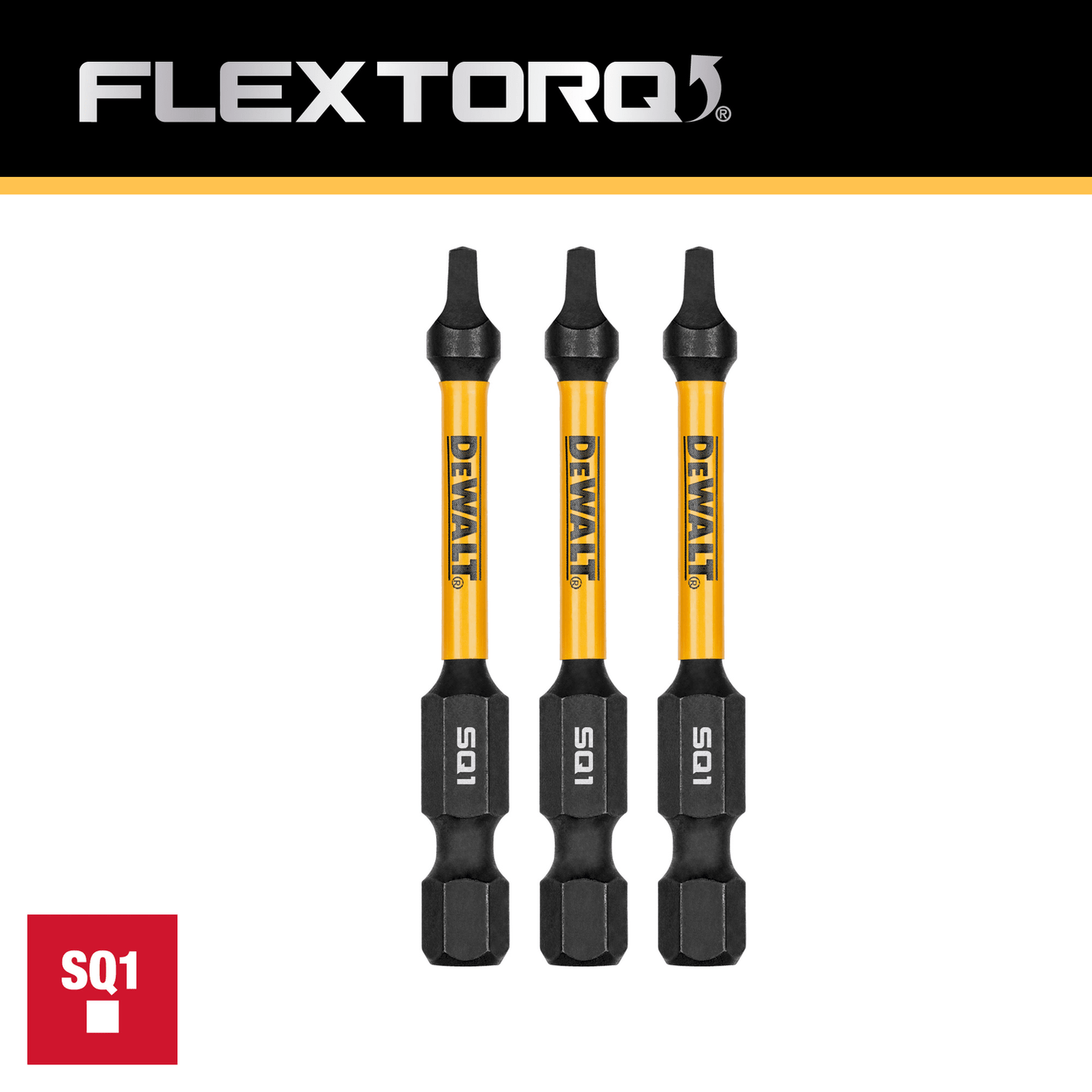 Puntas FLEXTORQ SQ1 - 2 - 1/4'' (57,15mm) 3 Pzas - DeWALT - Herram.cl