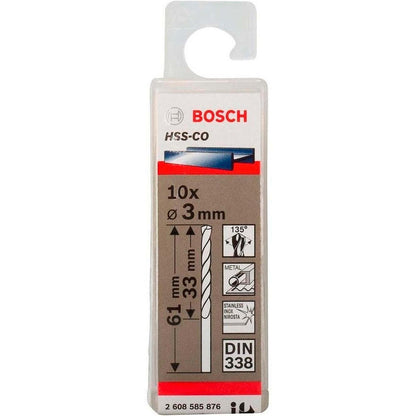 Caja Con 10 Unidades Broca Para Metal HSS - Co 3,0mm (cobalto) - Herram.cl
